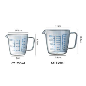 250 500ml Glass Measuring Cup Milk Jug Heat Resistant Measure Creamer Scale Tea Coffee Pitcher Microwave Safe - 2