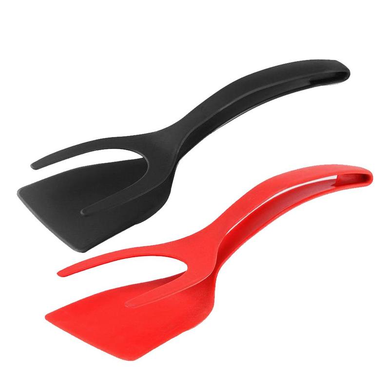 Versatile 2 In 1 Egg Spatula Tongs Pancake Flip Turner Nonstick Kitchen Cooking Accessories Fried Food Clamp Grip - 2