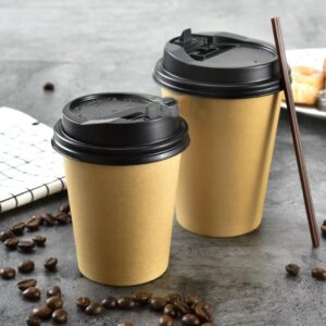 12oz 400ml Disposable Coffee Paper Cup With Stir Bar & Cover