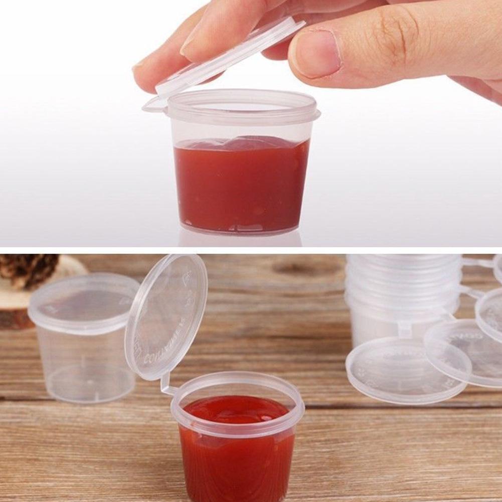 Disposable Clear Plastic Sauce Cups With Lids 100 Pcs 25ml40ml Food Storage Containers Round Box - 7