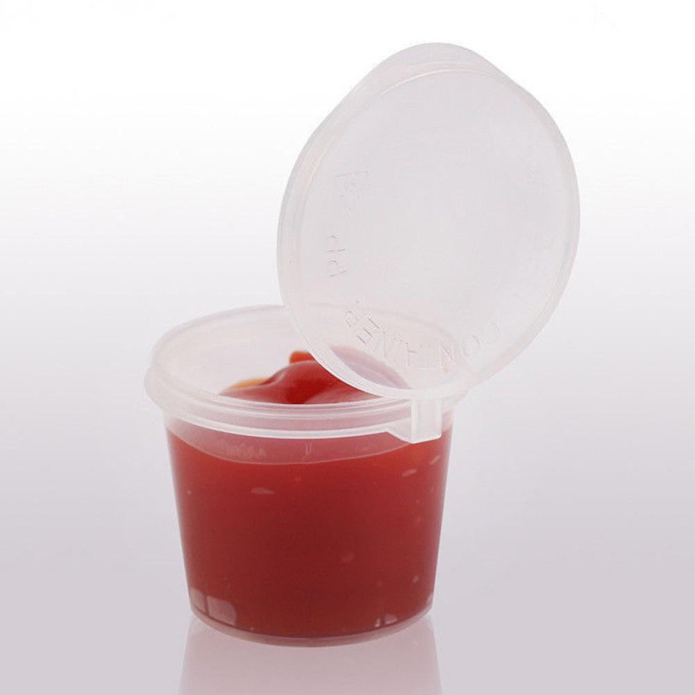 Disposable Clear Plastic Sauce Cups With Lids 100 Pcs 25ml40ml Food Storage Containers Round Box - 4