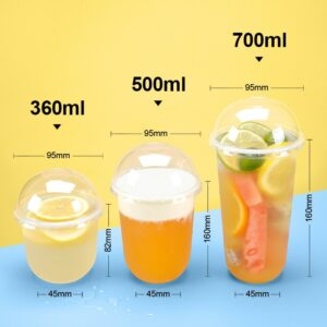 50pcs 95mm Caliber U Shape Disposable Cup 360ml 500ml Transparent Cold Drink Plastic Cups Party Favors With Lid - 2