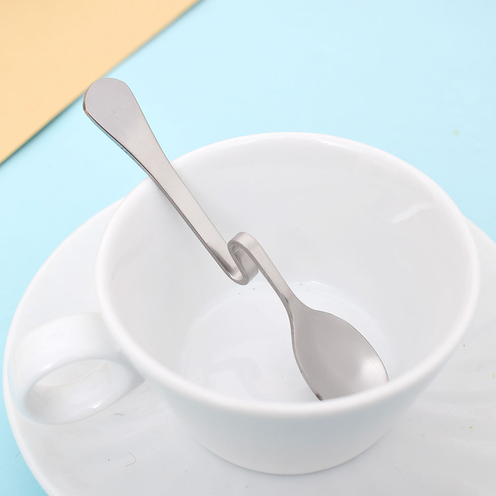 Stainless Steel Hanging Tea And Coffee Spoon Unique Curved Design For Stirring Dessert And Ice Cream Serving - 2