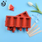 Sj Frozen Popsicle Silicone Molds Ice Cream Makers Tray 4 Cavity Spiral Shapes Cube Maker Mold With Wooden Sticks - 5