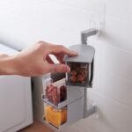 Transparent Wall-mounted Rotating Seasoning Box Salt And Pepper Spice Condiment Containers Drawer Jar Rack Kitchen Tools - 3
