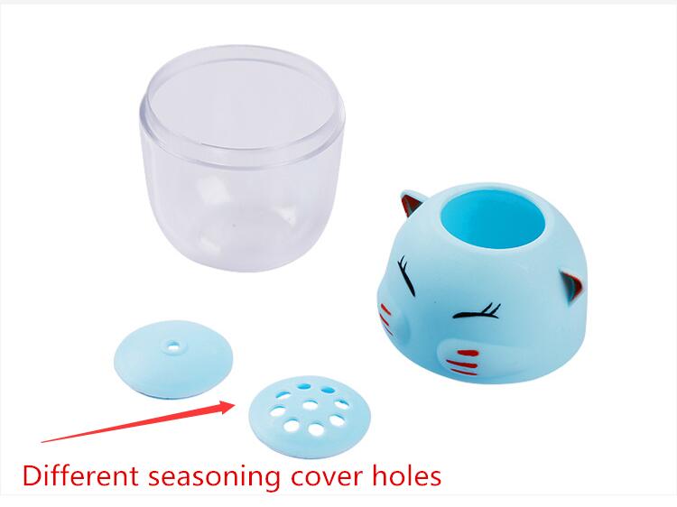 Cat Shaped Spice Jar Bbq Kitchen Cooking Tool Durable Abs Plastic Salt Pepper Container Health Safe Cute Toothpick Holder - 6