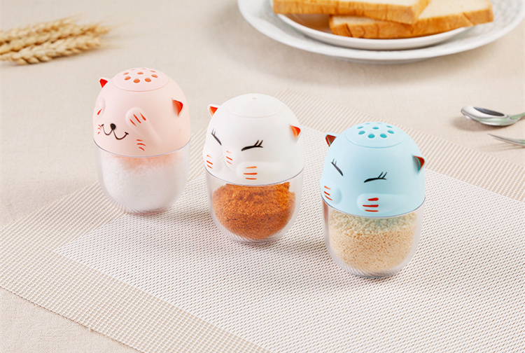 Cat Shaped Spice Jar Bbq Kitchen Cooking Tool Durable Abs Plastic Salt Pepper Container Health Safe Cute Toothpick Holder - 4