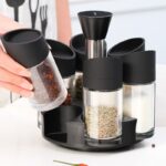 Aminno Kitchen Spice Jar Glass Bottles With Container Storage Rack Pepper Seasoning Sprayer Dispenser Salt Shakers - 2