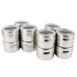 Gougu Stainless Steel Magnetic Spice Tins Jar Set With Stickers Pepper Shakers Salt Seasoning Sprays - 6