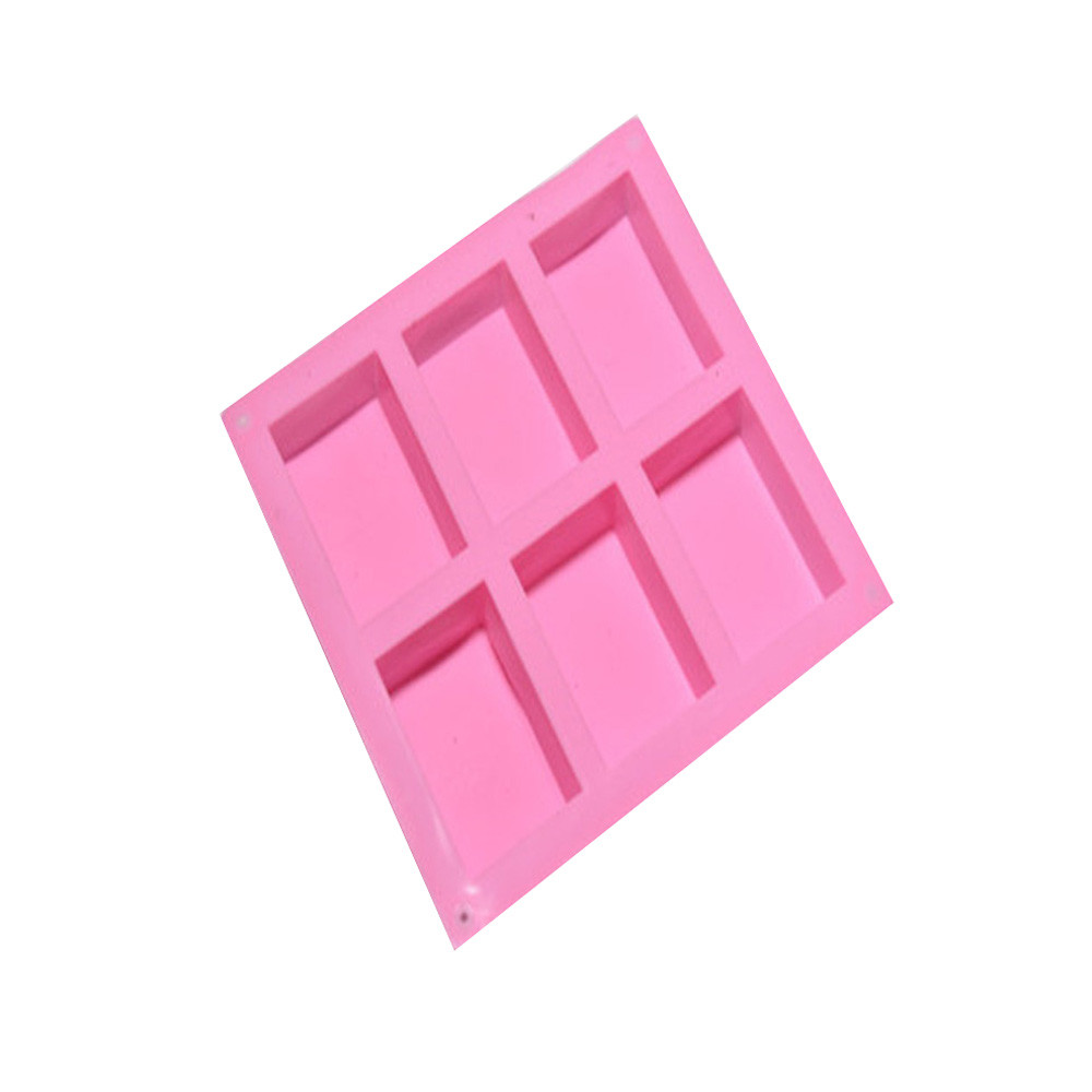 6 Cavity Silicone Soap Mold Rectangle Design For Homemade Craft Durable Nonstick Soap Making Mould - 2