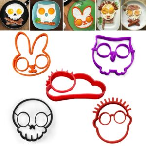 5pcs Set Owl Rabbit Skull People Sun Shapes Non-stick Silicone Fried Egg Mold Pancake Rings Cooking Tools