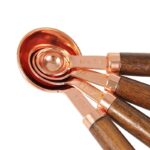 Copper Measuring Spoons Set Of 4 Copper-plated Top-quality Stainless Steel With Wood Handles Rose Gold - 2