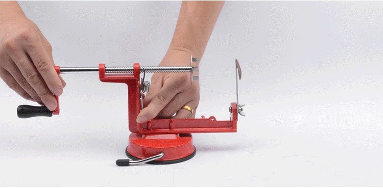 Red Stainless Steel Manual Spiral Slicer Twisted Potato Fry And Apple Cutter Model - 18