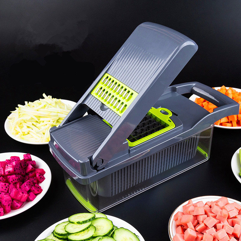 Multiuse Vegetable Cutter Fruit Slicer Potato Peeler Carrot Grater Kitchen Gadget With Storage Basket - 1