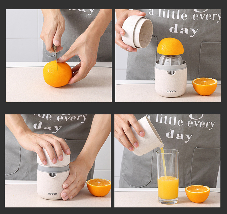 Portable Manual Citrus Juicer Orange Lemon Tangerine Squeezer Kitchen Tool With Lid Rotation - 4