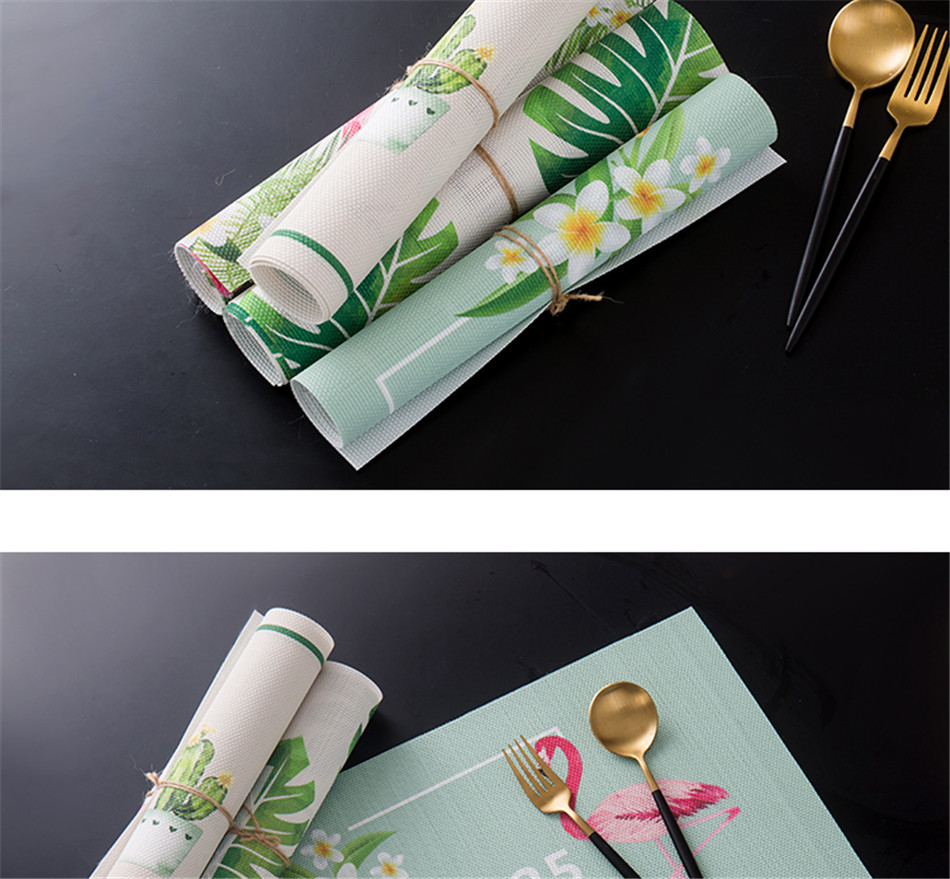 Tropical Flamingo Nonslip Pvc Dining Table Placemats Heatresistant 45x30cm Tableware Pad Bowl Coaster - 7