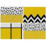 Ttlife Yellow Geometric Striped Kitchen Placemat Polyester Dining Table Mat Cup Coaster Restaurant Decoration Tableware Napkins - 6