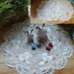 Luxury White Tulle Lace Dining Doilies Table Napkins Floral Embroidery Hollow Out Round Placemat Glass Coaster Mug Cup Mat Pads