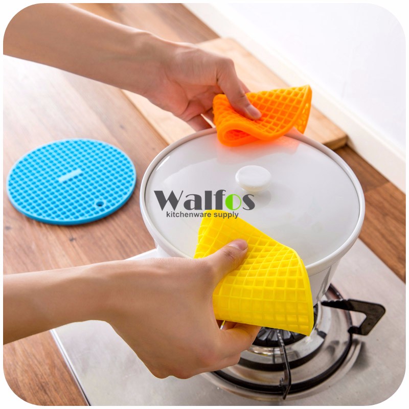 Walfos Silicone Heatresistant Nonslip Trivet Mat Kitchen Pot Lid Holder Cooking Pad - 15