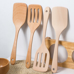 Wooden Cooking Utensils Long Handle Wood Spatula Slotted Turner Non-stick Pancake Shovel Kitchen Tools