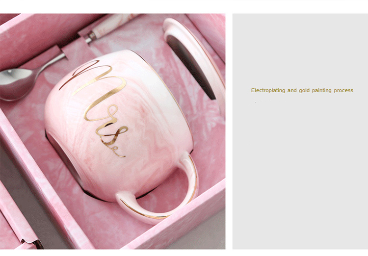 Pink Gold Mr Mrs Ceramic Marble Coffee Mugs Ideal Wedding Bridal Couples Gift For Tea Coffee Breakfast - 9