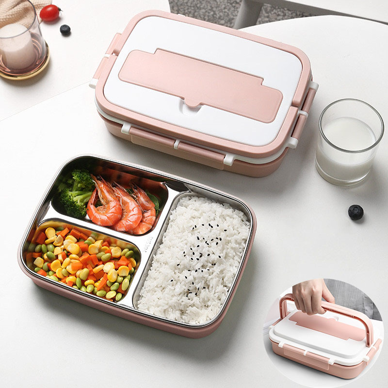 Insulated Stainless Steel Bento Lunch Box For Kids Adults Portable Multicompartment Food Container With Handle Durable Tableware - 1