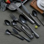 Dinnerware Set 304 Stainless Steel Black Cutlery Tableware Serving Fish Cake Salad Fork Sugar Spoon Silverware 1pc - 4