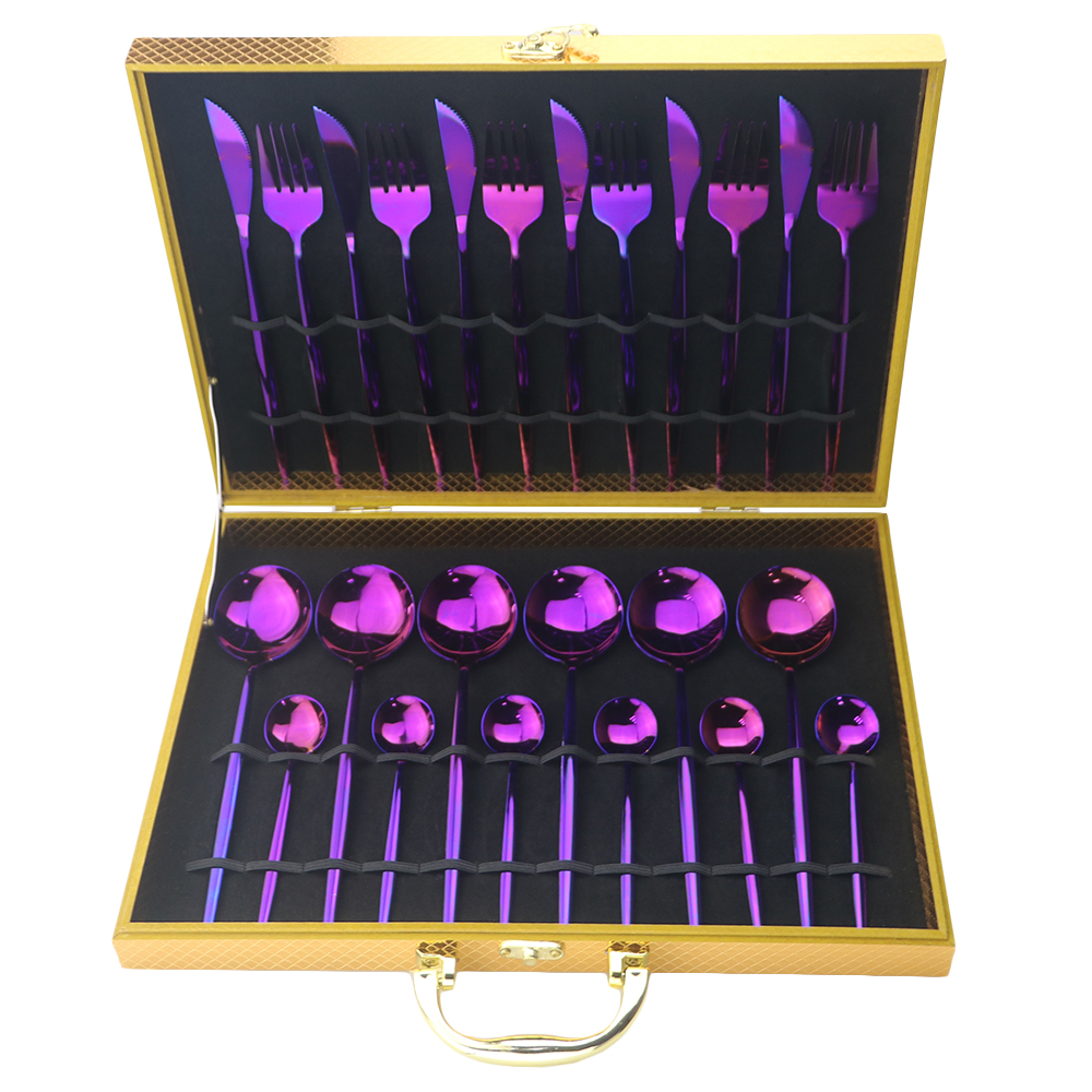 Luxurious 24piece Gold Dinnerware Set 1810 Stainless Steel Safe Cutlery Forks Spoons Flatware Elegant Gift Box Included - 7