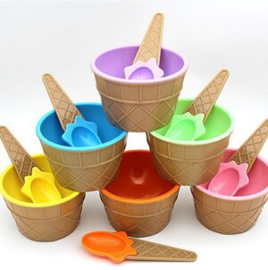 Hot 1pc Reusable Ice Cream Bowl With A Spoon Wonderful Gift Kids Love Dessert Container Holder R5