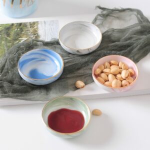 Chic Luxury Ceramic Small Dish Marble Round Fruit Soy Sauce Vinegar Ketchup Gray Blue Pink Green Bowls Home Tableware