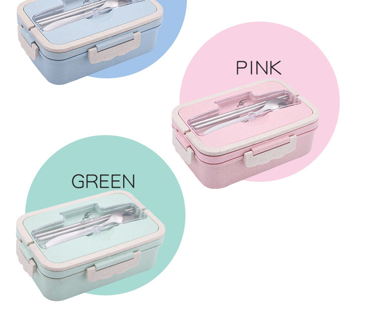 Ecofriendly Bpafree Wheat Straw Portable Lunch Box Microwave Safe Bento Food Storage Container For Kids And Students - 8