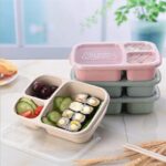 Picnic Wheat Straw Fiber Compartment Meal Storage Lunch Container Food Preparation Box Outdoor Camping Light 10 - 6