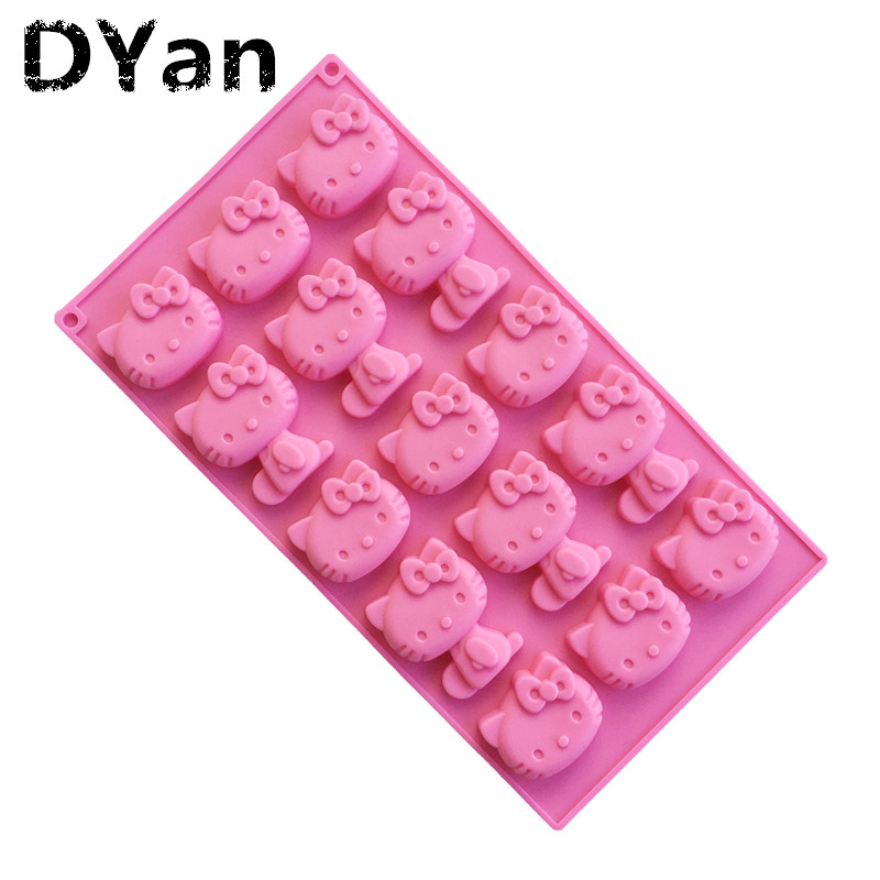 Hello Kitty Silicone Cake Mold 15 Cavity Fondant Baking Tools Cute Cat Chocolate Mold A979 - 1