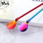 2pcs Long Twisted Straw Spoon Portable Gold Tea Scoop Reusable Colored Stainless Steel Straws Black Dinnerware Set For Bar Party - 4
