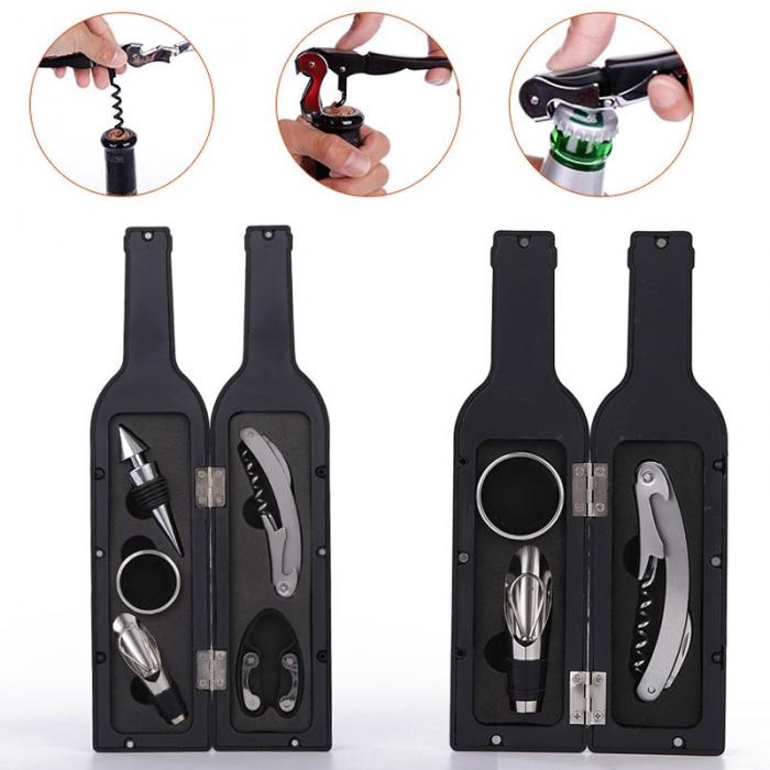 Deluxe 35pc Wine Bottle Opener And Corkscrew Set In Unique Bottleshaped Holder Perfect Gift - 1