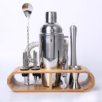 Bartending Kit Cocktail Shaker Set Bartender Shakers Stainless Steel 12-piece Bar Tool With Stylish Bamboo Stand