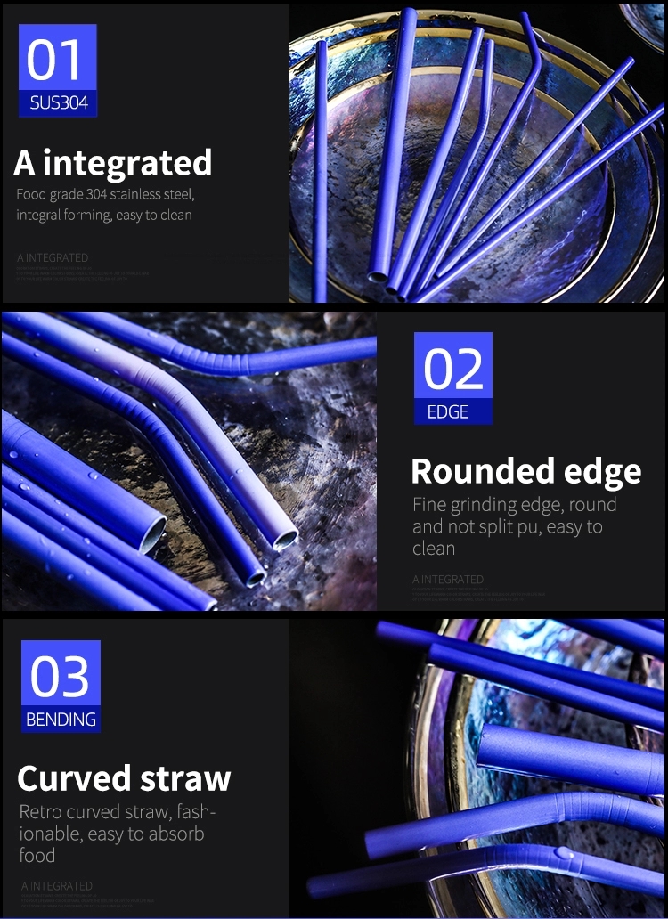 304 Stainless Steel Reusable Straws Temperaturesensitive Color Change Ecofriendly Drinking Accessory With Cleaning Brush - 3
