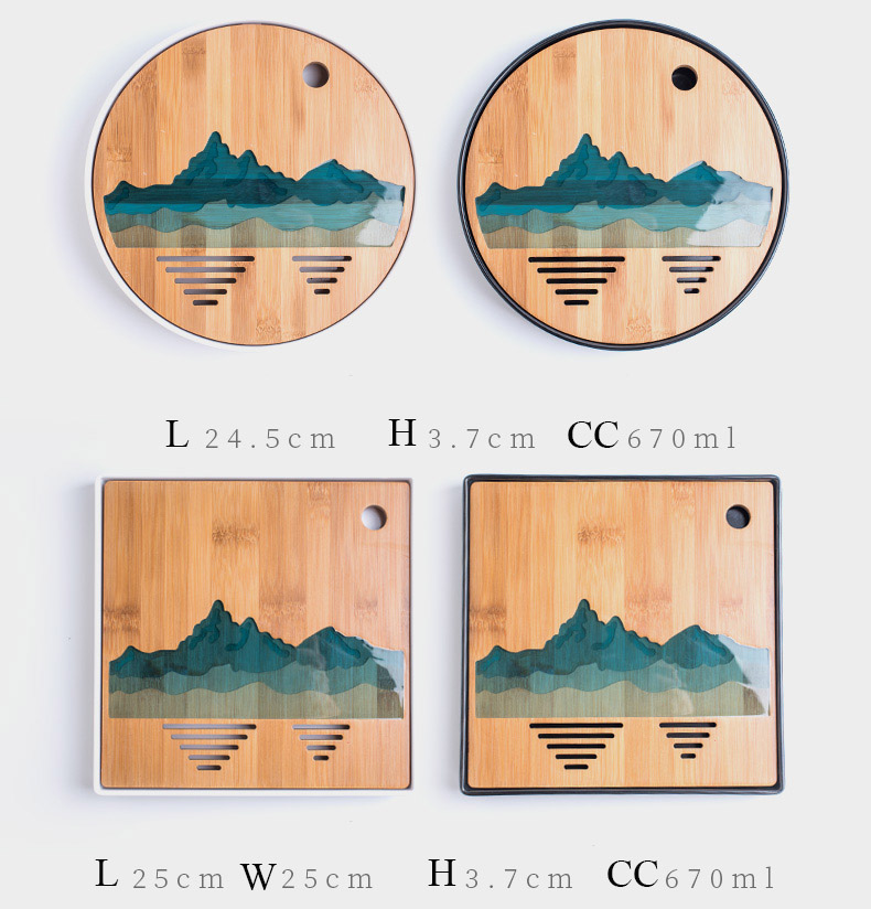 Tangpin Handcrafted Bamboo Plastic Tea Serving Trays Kung Fu Tea Ceremony Accessories - 3