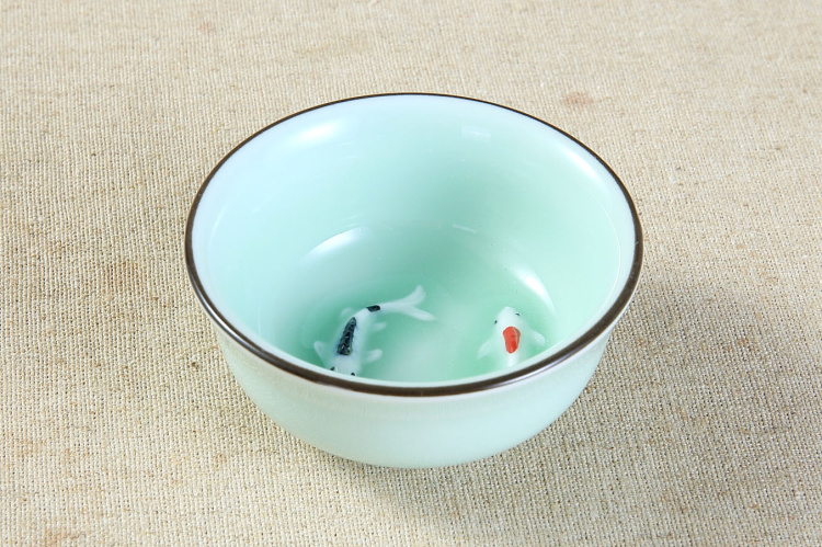 Handpainted Embossed Dragon Peony Carp Goldfish Design Hot Celadon Chinese Kung Fu Tea Set With Lotus Puer Ceramic Cups - 18