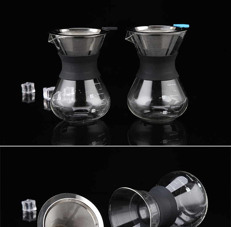 Glass Coffee Kettle With Stainless Steel Drip Filter Hot Brewing Barista Pour Over Coffee Maker - 1