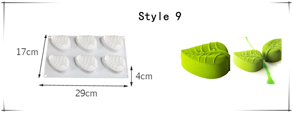 Shenhong 3d Silicone Art Cake Decorating Mold Heart Round Baking Tools For Chocolate Mousse Dessert Pan - 9