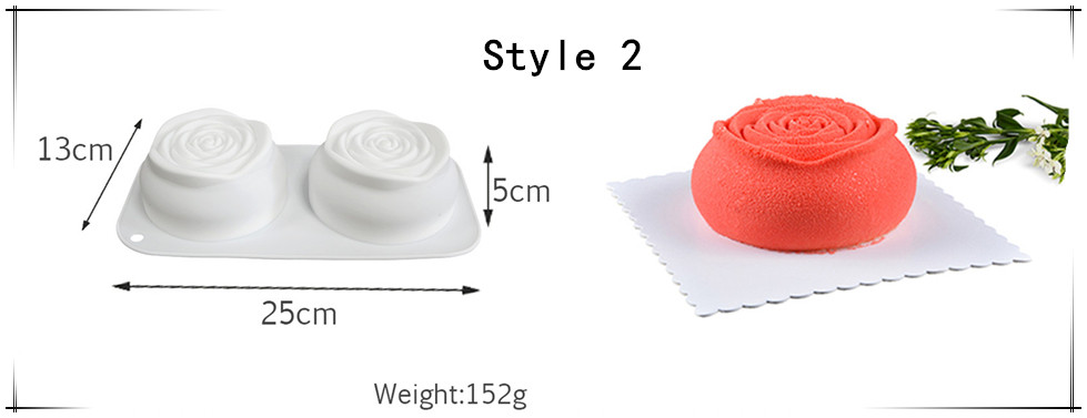 Shenhong 3d Silicone Art Cake Decorating Mold Heart Round Baking Tools For Chocolate Mousse Dessert Pan - 2