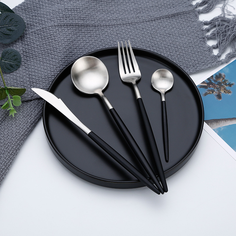 Stainless Steel Dinnerware Set Elegant Cutlery Forks Spoons For Home Kitchen Parties - 4