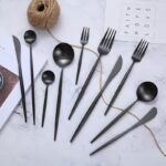 Black Cutlery Set Stainless Steel Flatware Kitchen Silverware Steak Tableware Dinnerware Spoon Fork Chopsticks - 2