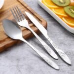 3pcs Set Portable Stainless Steel Cutlery Flower Painting Fork Dinner Tableware Case Kit For Camping - 4