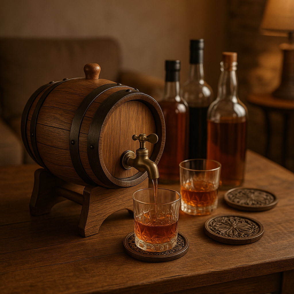 Creative and Unique Decorative Ideas with Vintage Wine Barrel Whiskey Dispensers  